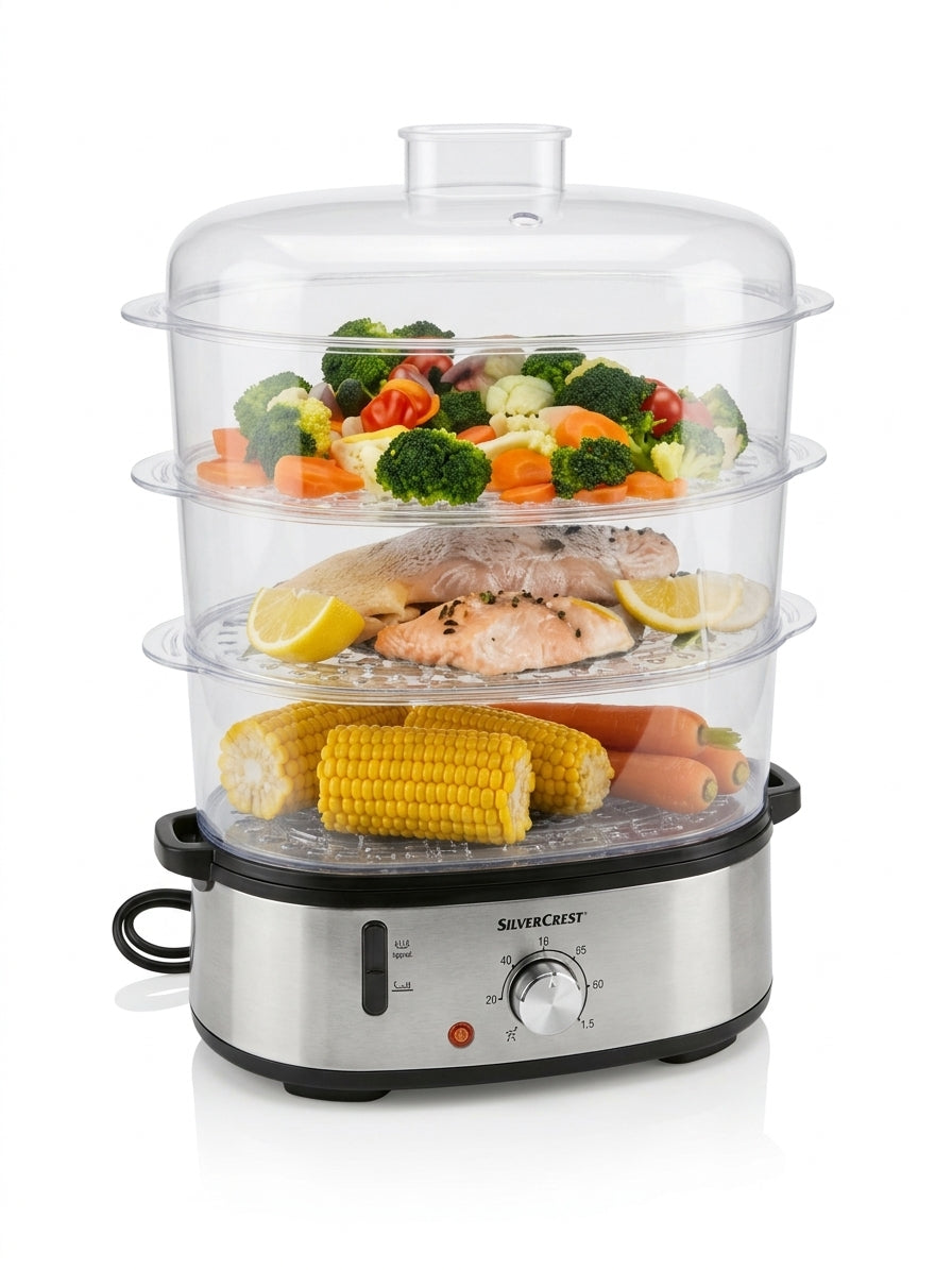 3-Tier Electric Food Steamer (950W) - SilverCrest