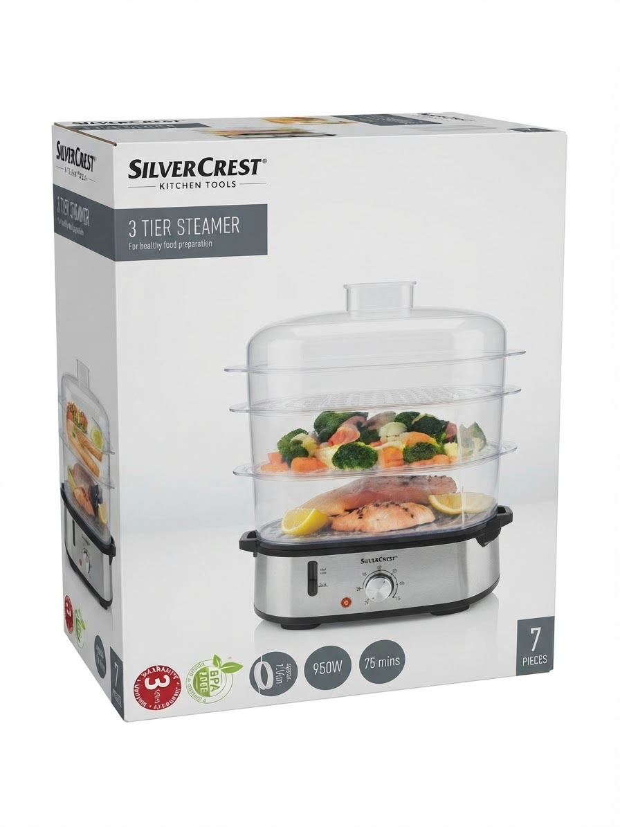 3-Tier Electric Food Steamer (950W) - SilverCrest